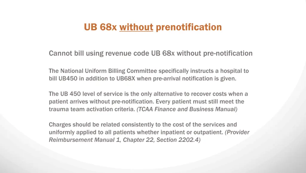 ub 68x without prenotification