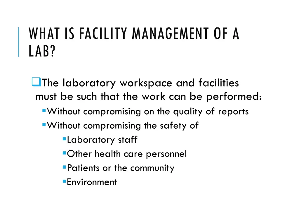 what is facility management of a lab