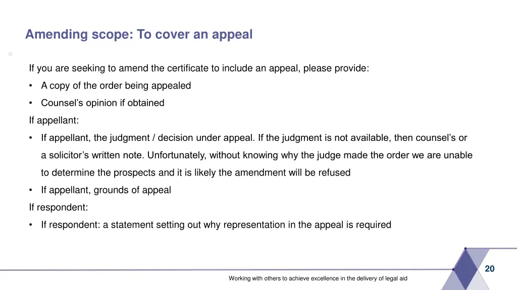 amending scope to cover an appeal