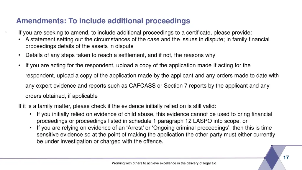 amendments to include additional proceedings