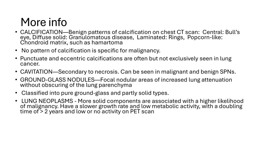 more info calcification benign patterns