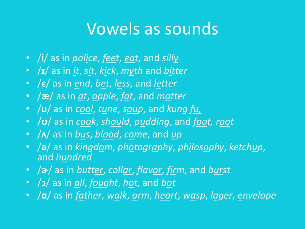 vowels as sounds