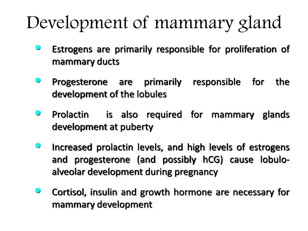 development of mammary gland