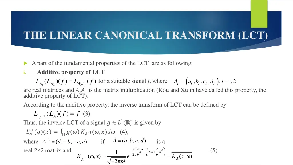 the linear canonical transform lct 2