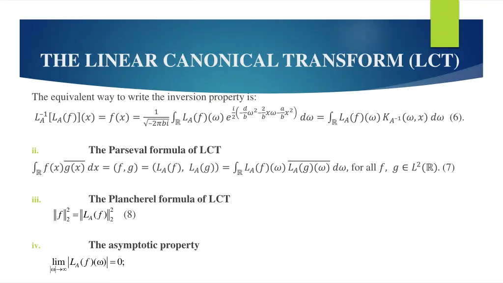 the linear canonical transform lct 3
