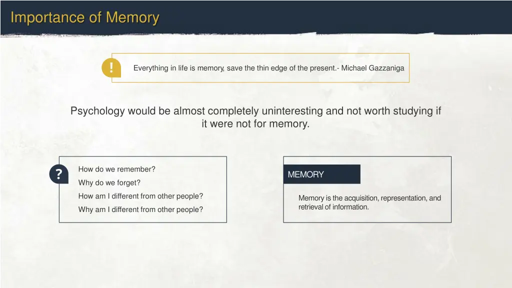 importance of memory