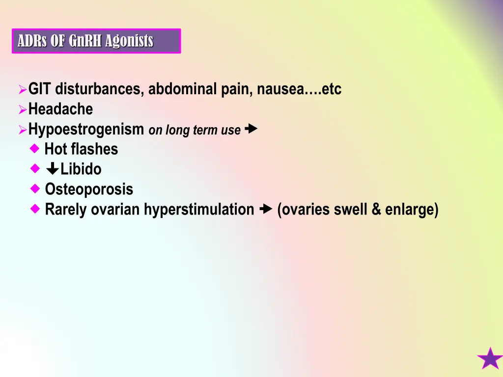 adrs of gnrh agonists