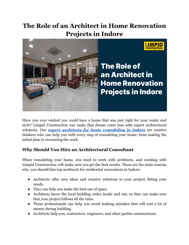 the role of an architect in home renovation