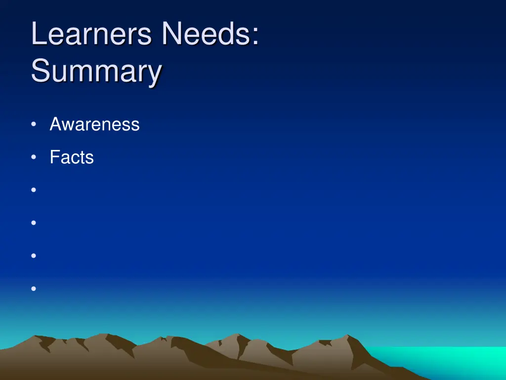 learners needs summary 1
