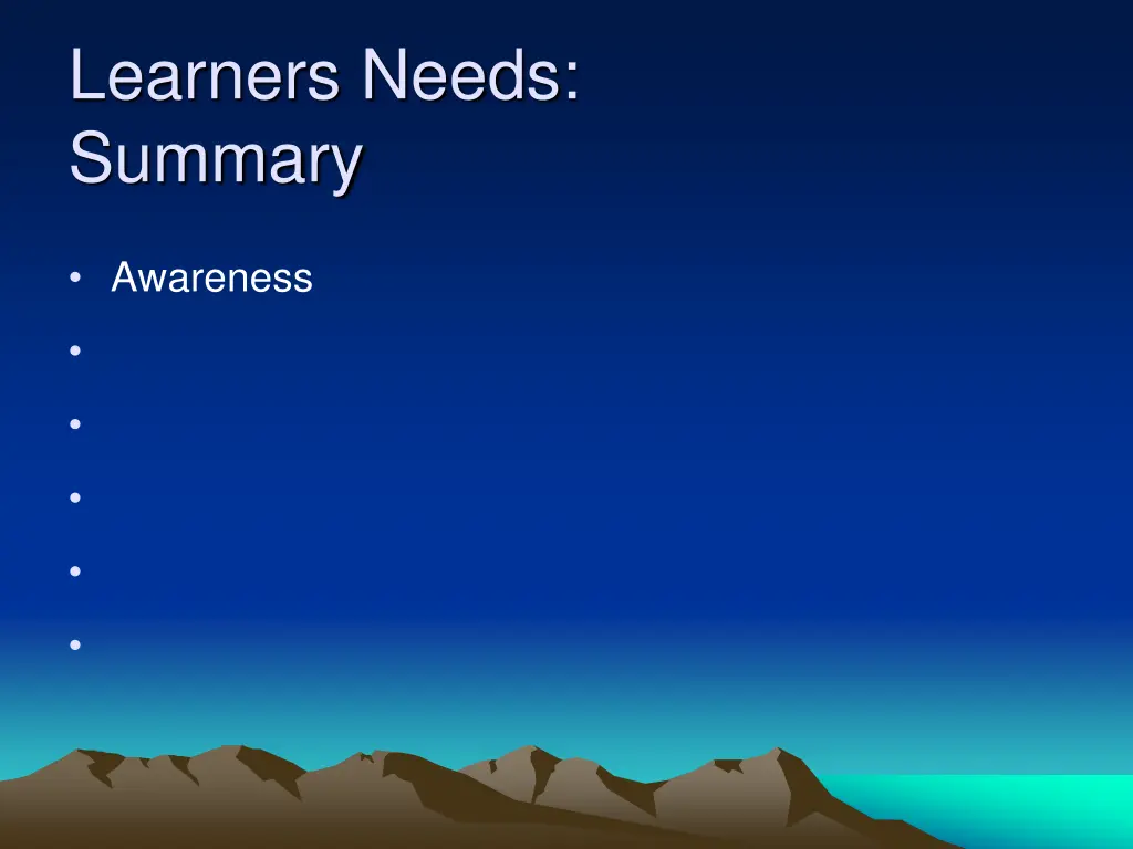 learners needs summary