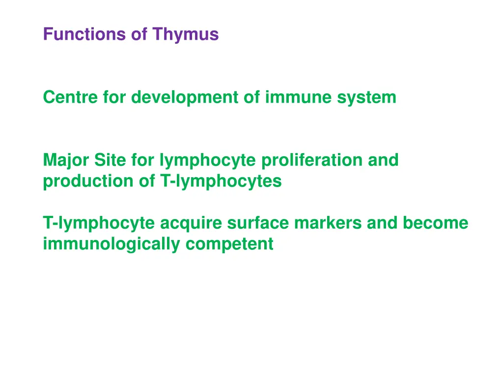 functions of thymus