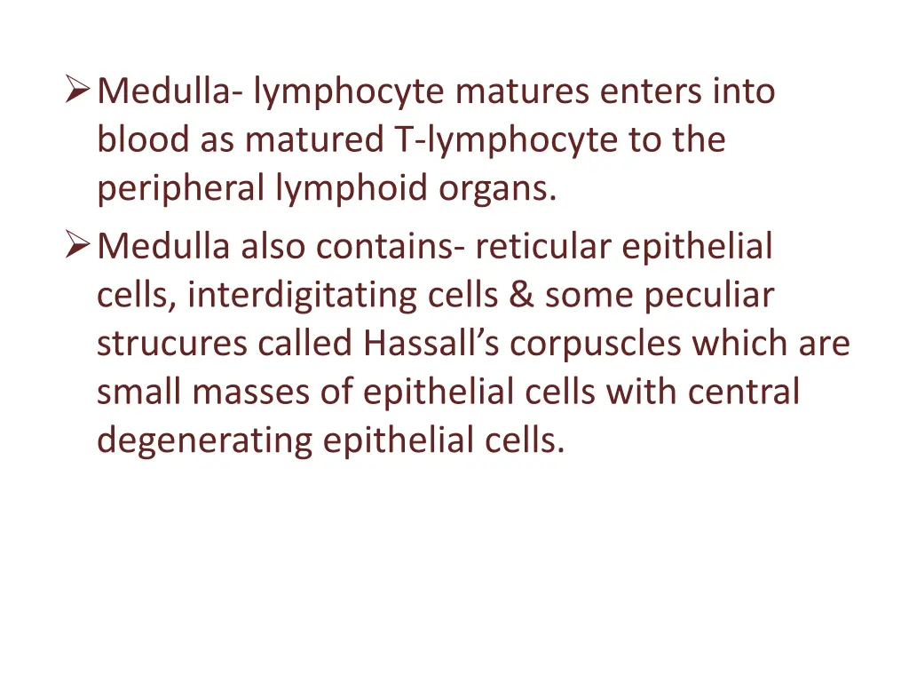 medulla lymphocyte matures enters into blood