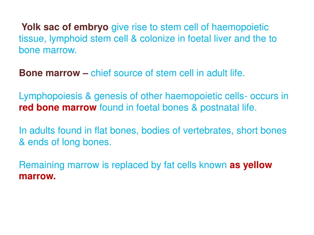 yolk sac of embryo give rise to stem cell