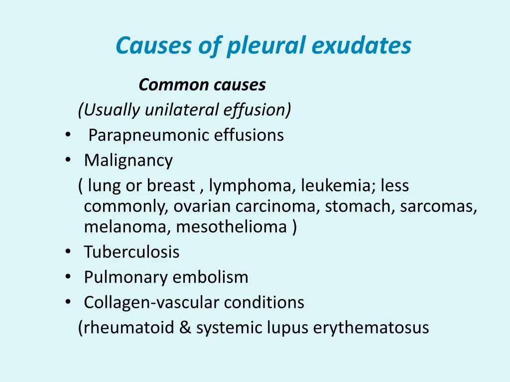 causes of pleural exudates