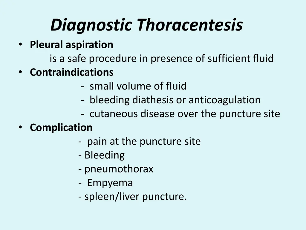 diagnostic thoracentesis pleural aspiration