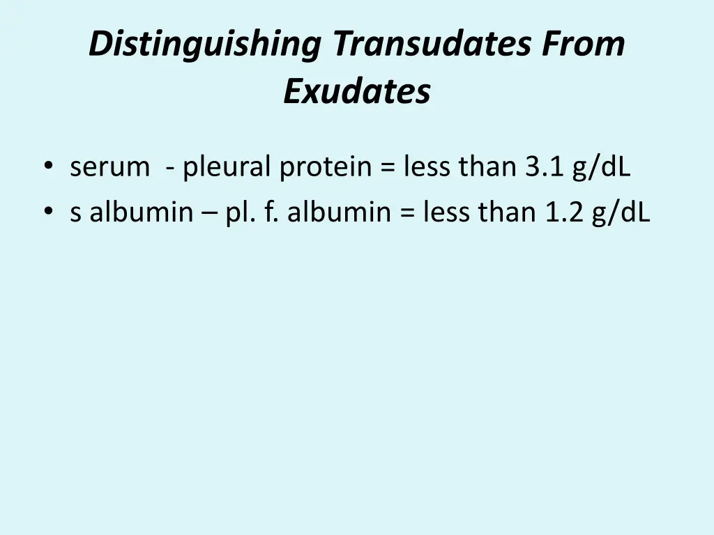 distinguishing transudates from exudates 1