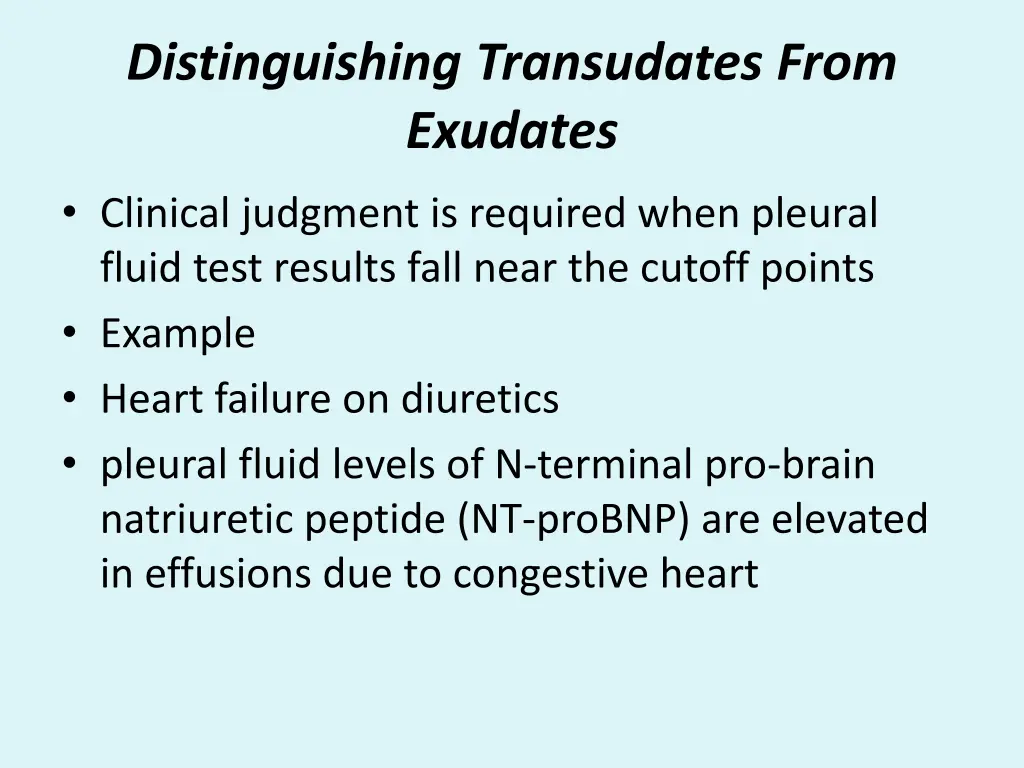 distinguishing transudates from exudates