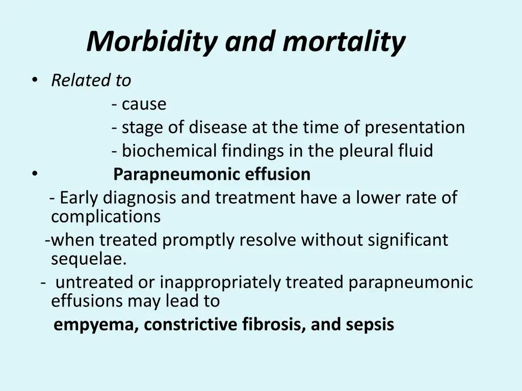 morbidity and mortality related to cause stage