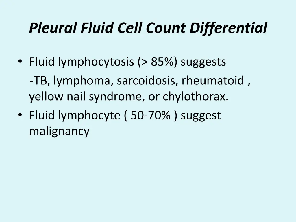 pleural fluid cell count differential