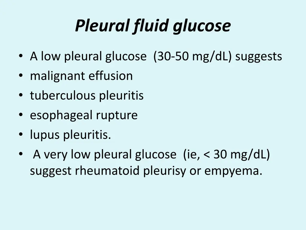 pleural fluid glucose