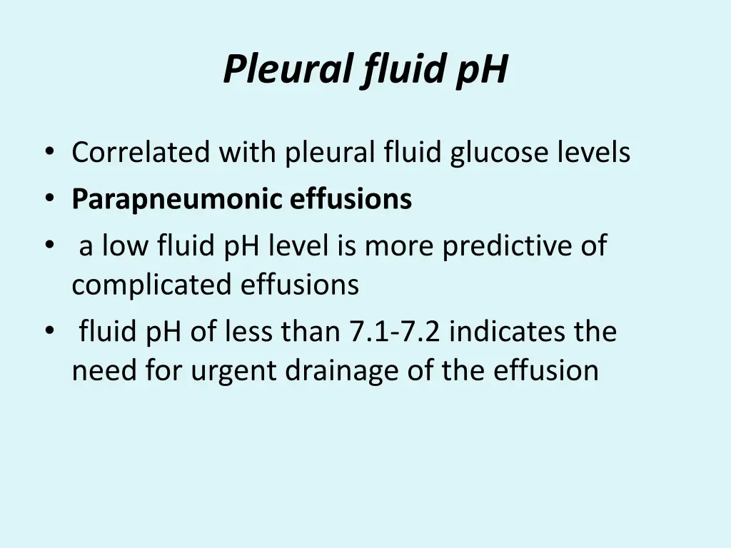 pleural fluid ph