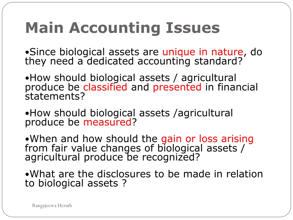 main accounting issues