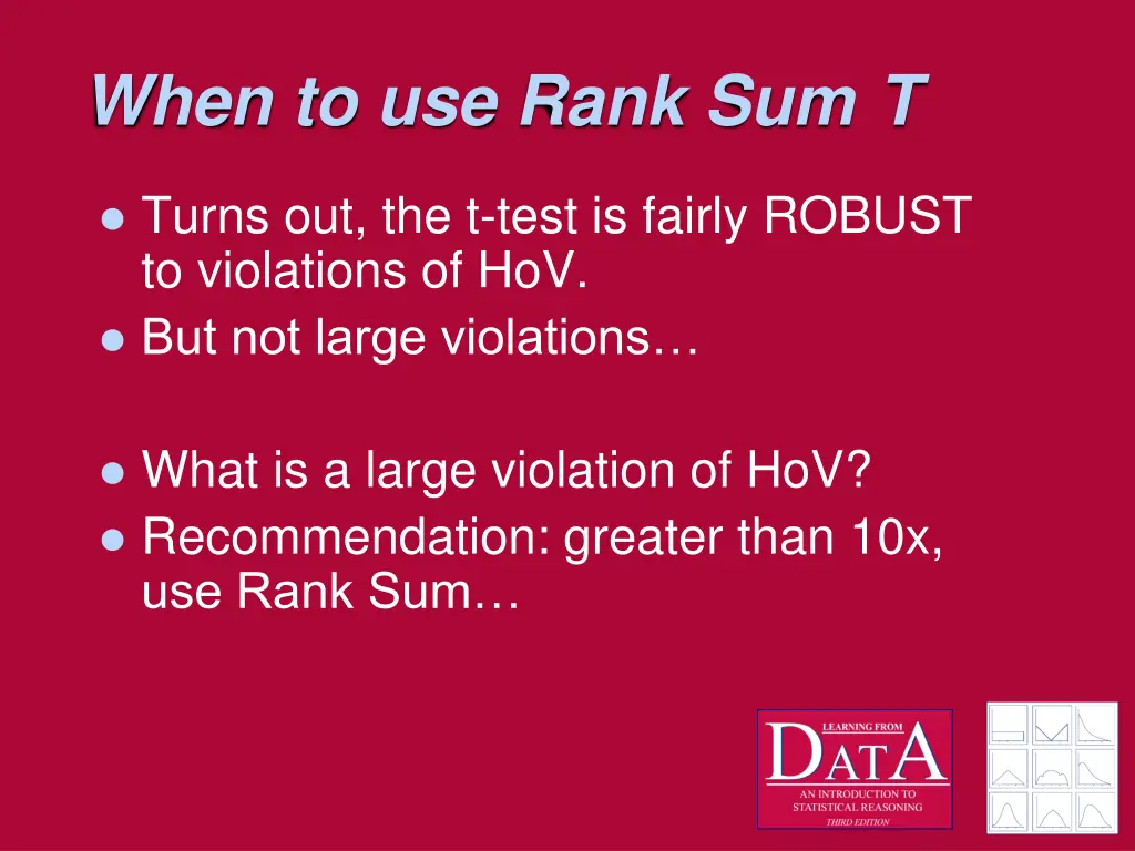 when to use rank sum t