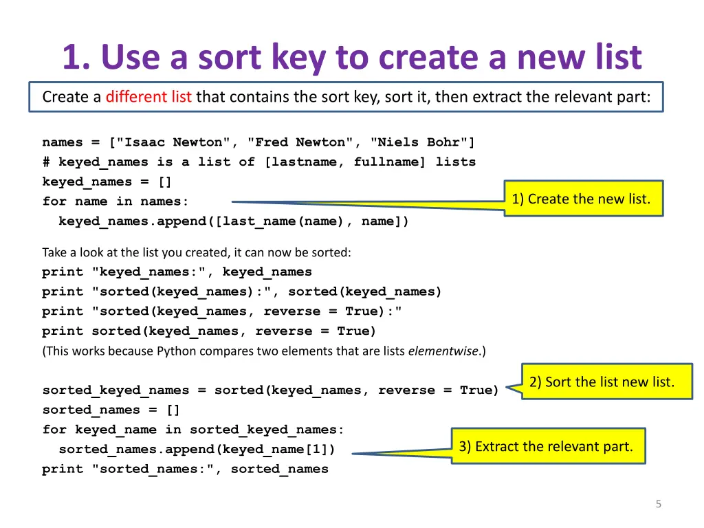 1 use a sort key to create a new list