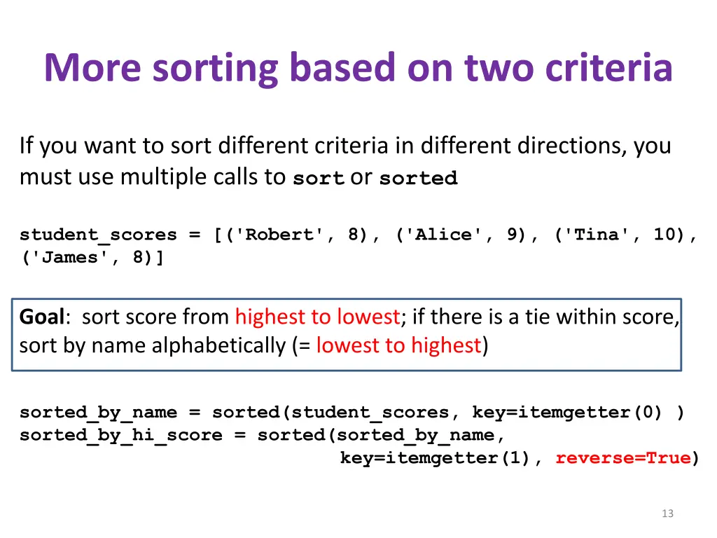 more sorting based on two criteria