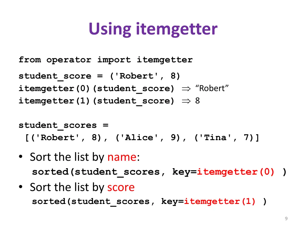 using itemgetter