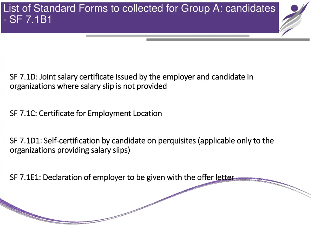 list of standard forms to collected for group