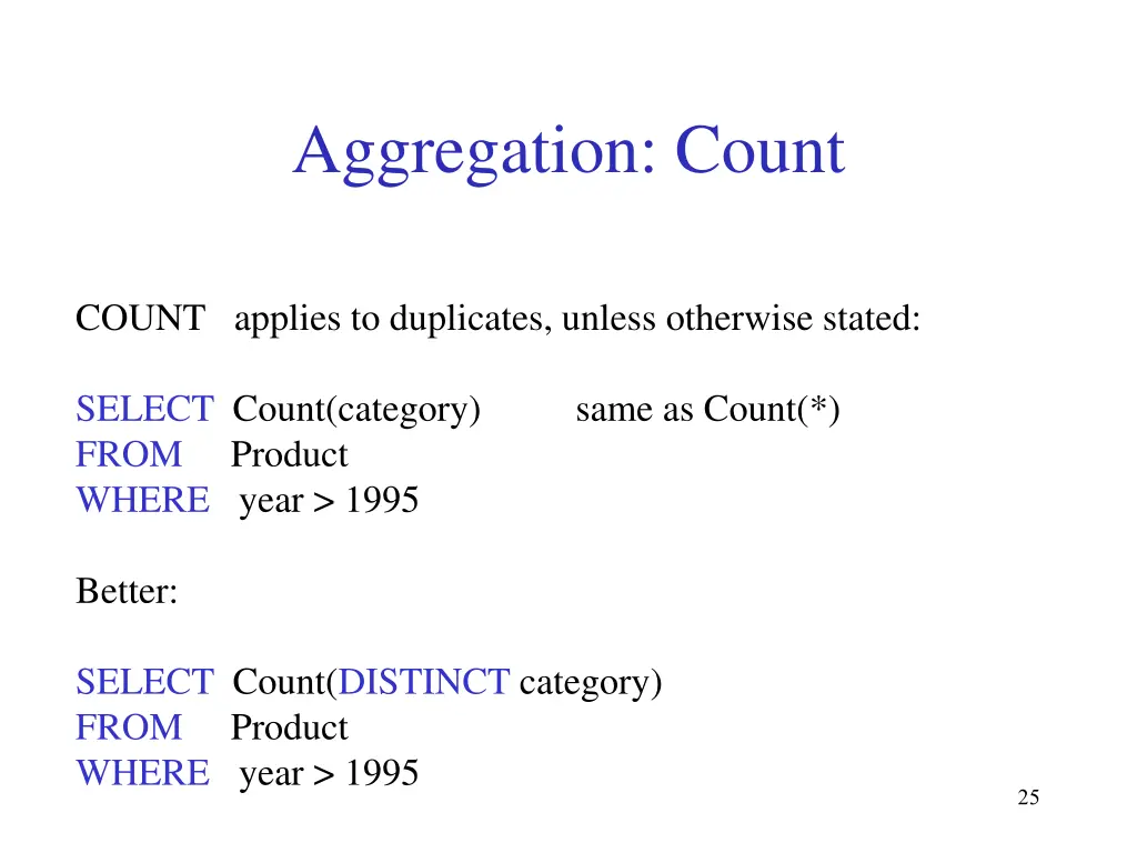 aggregation count 1