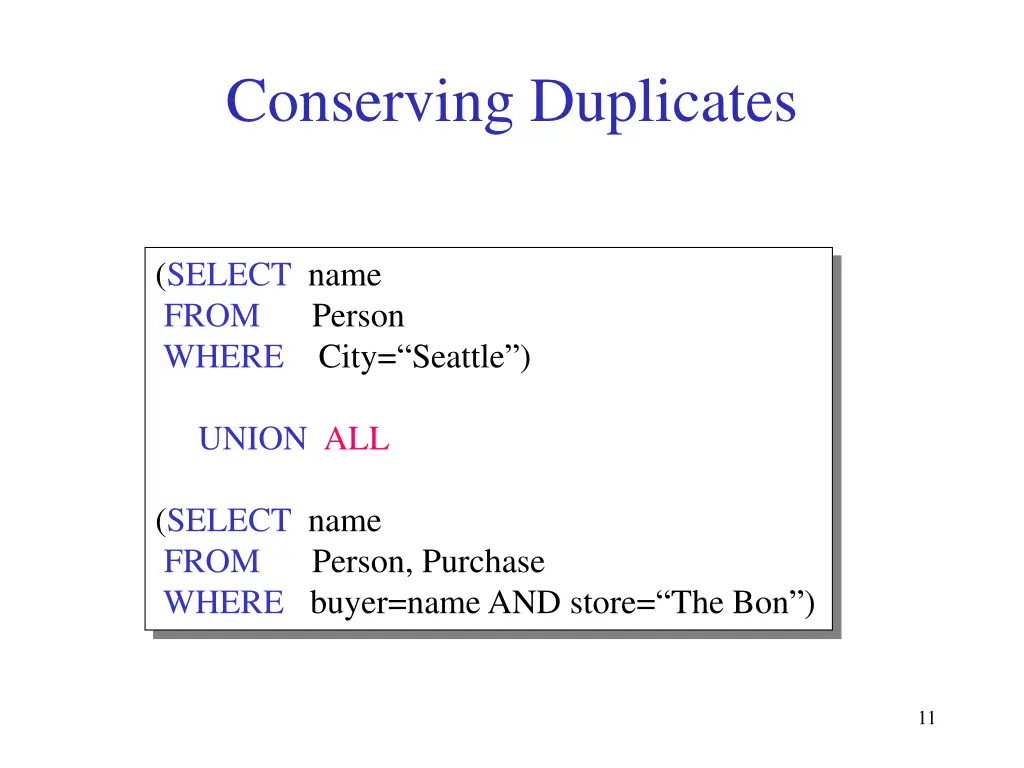 conserving duplicates
