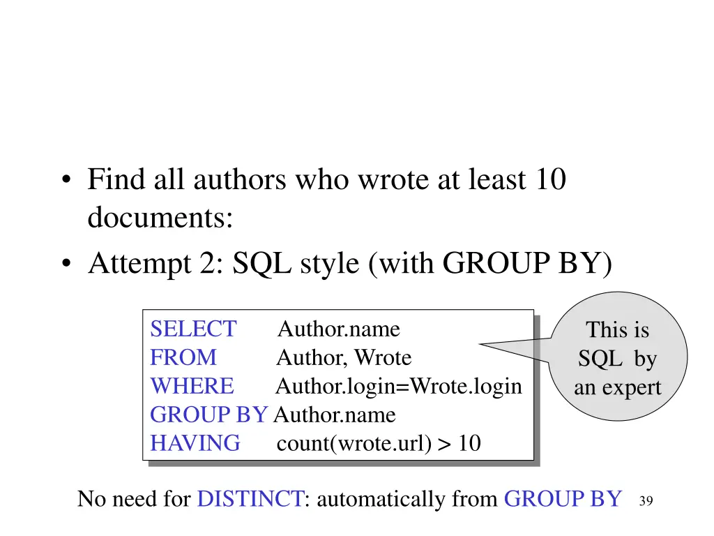 find all authors who wrote at least 10 documents 1