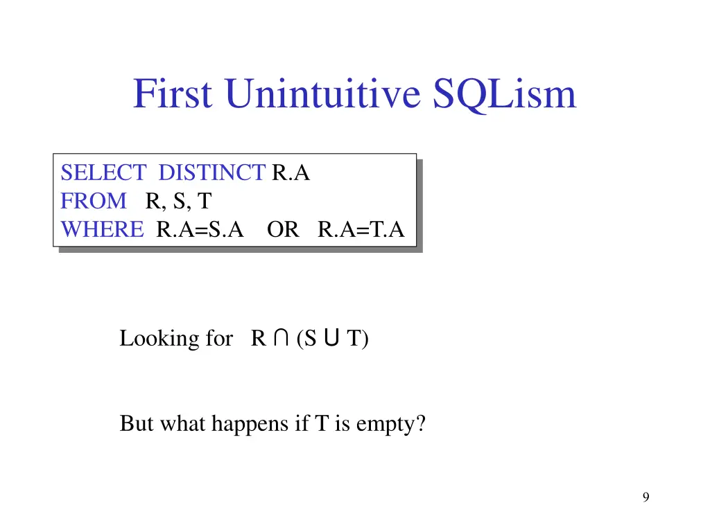 first unintuitive sqlism
