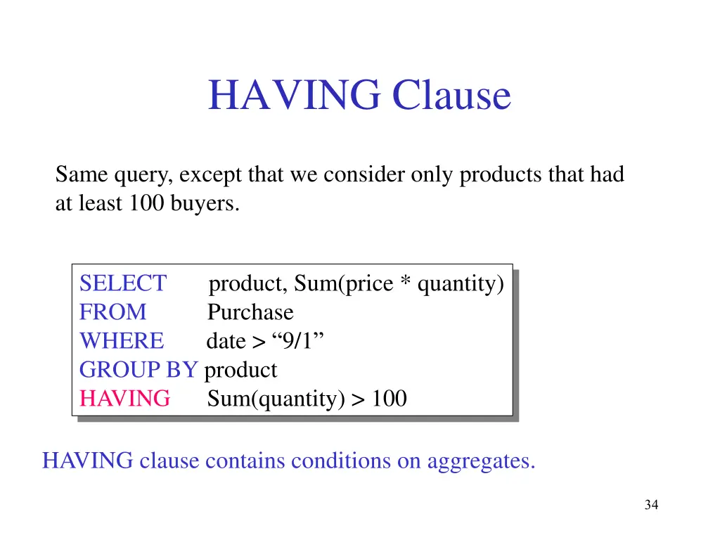 having clause