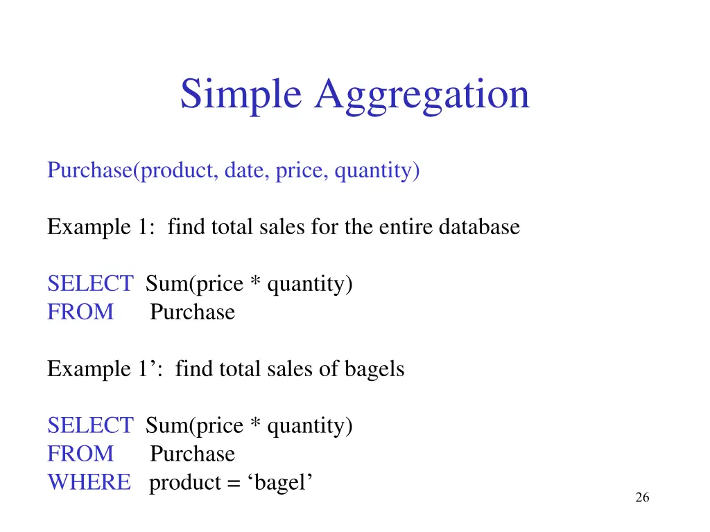 simple aggregation