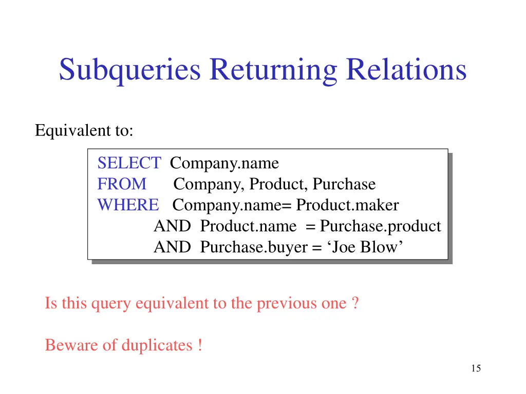 subqueries returning relations 1