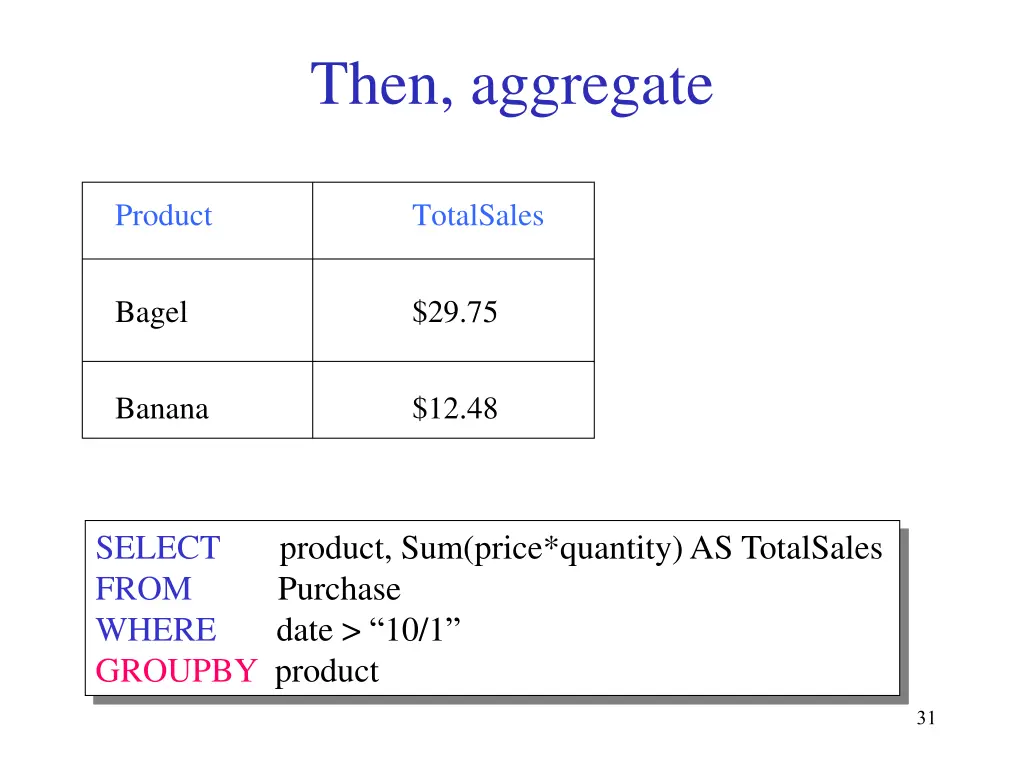 then aggregate