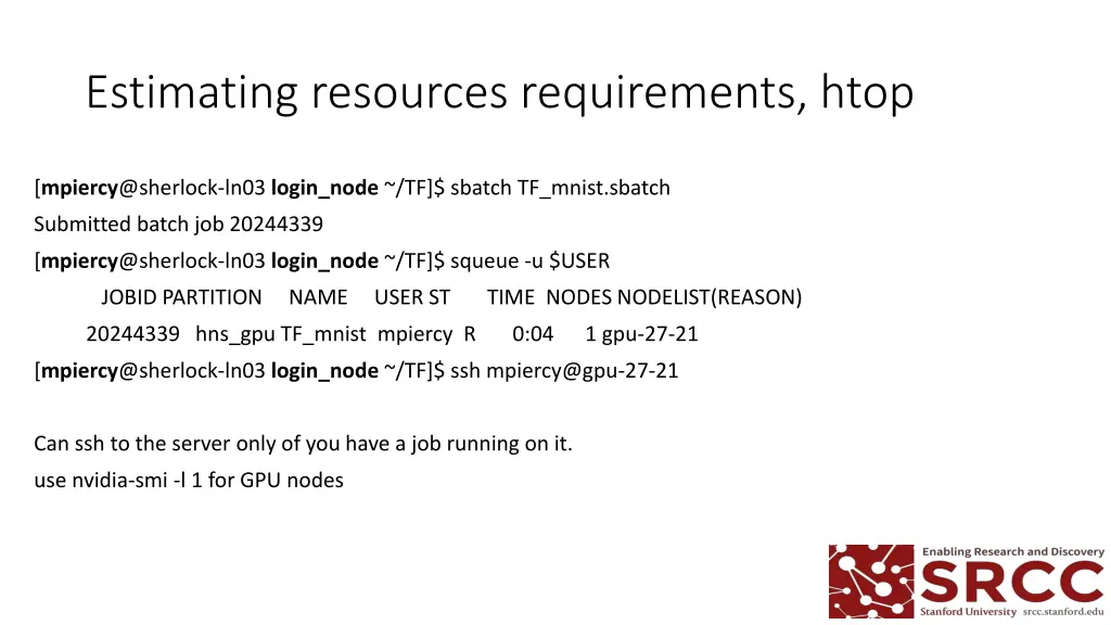 estimating resources requirements htop