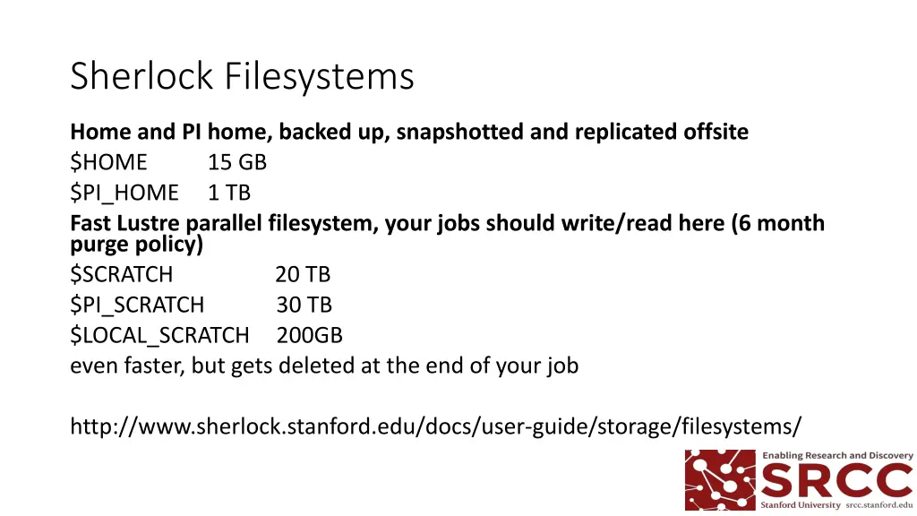 sherlock filesystems