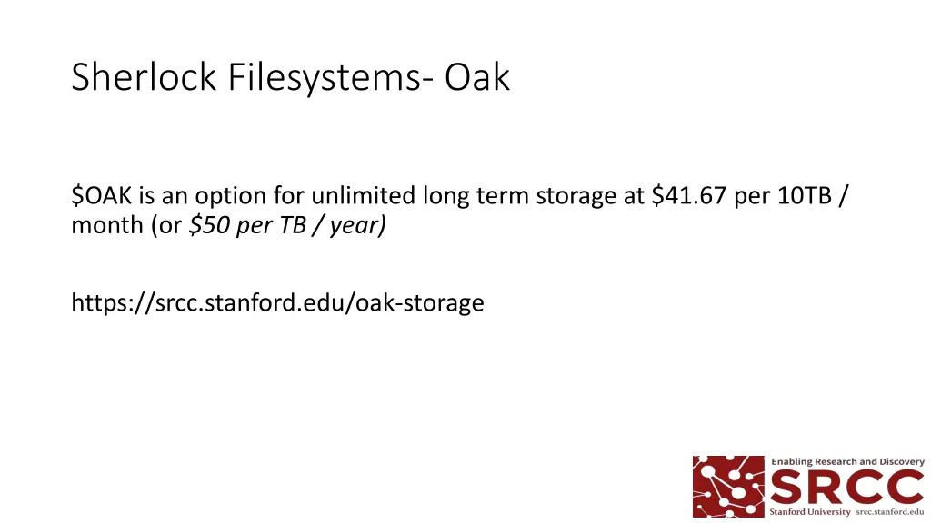 sherlock filesystems oak