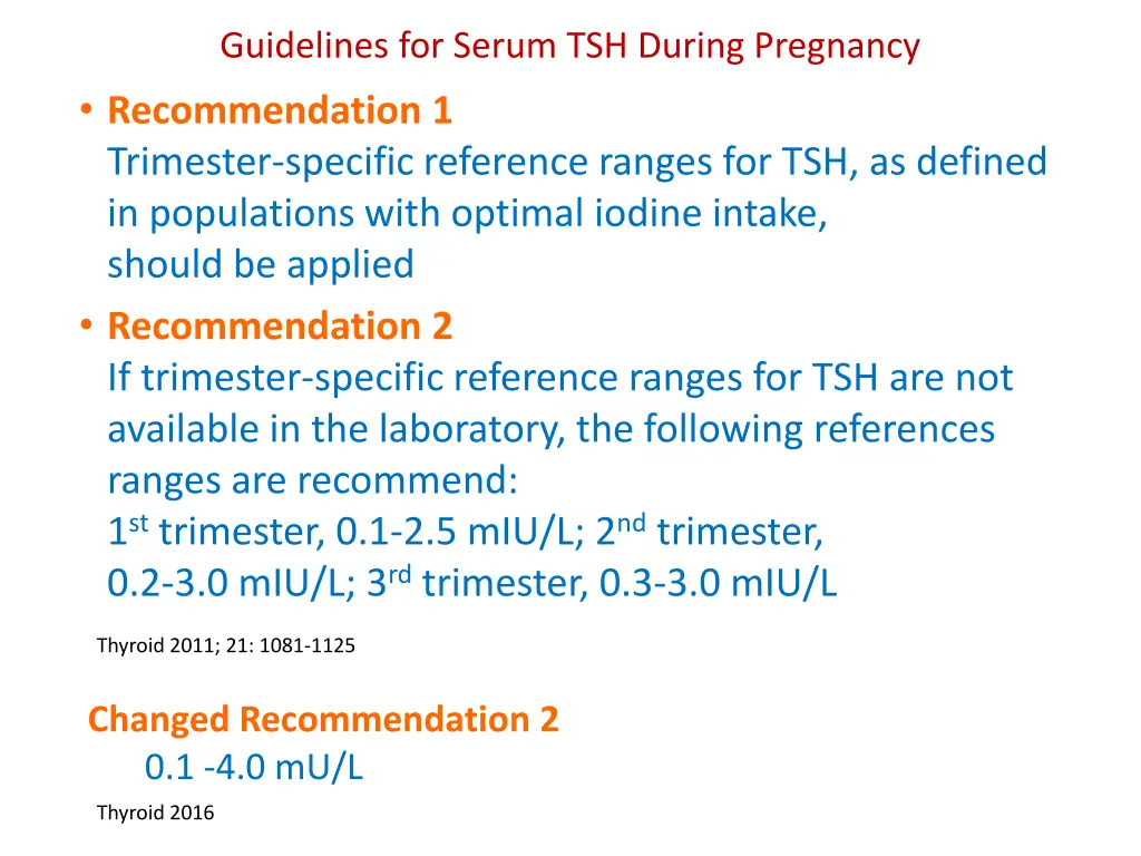 guidelines for serum tsh during pregnancy