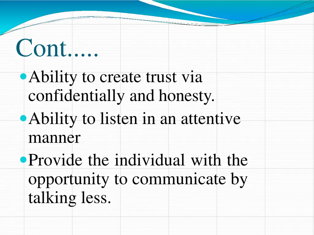cont ability to create trust via confidentially