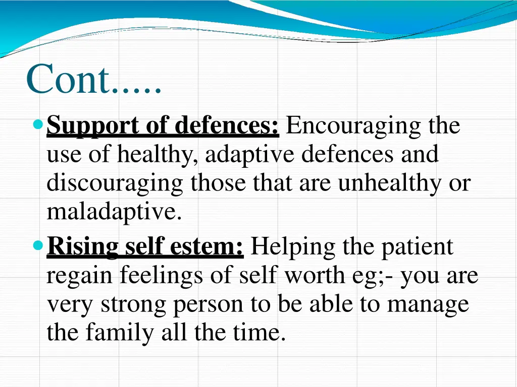 cont support of defences encouraging