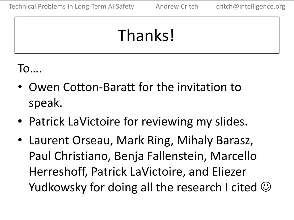 technical problems in long term ai safety 20