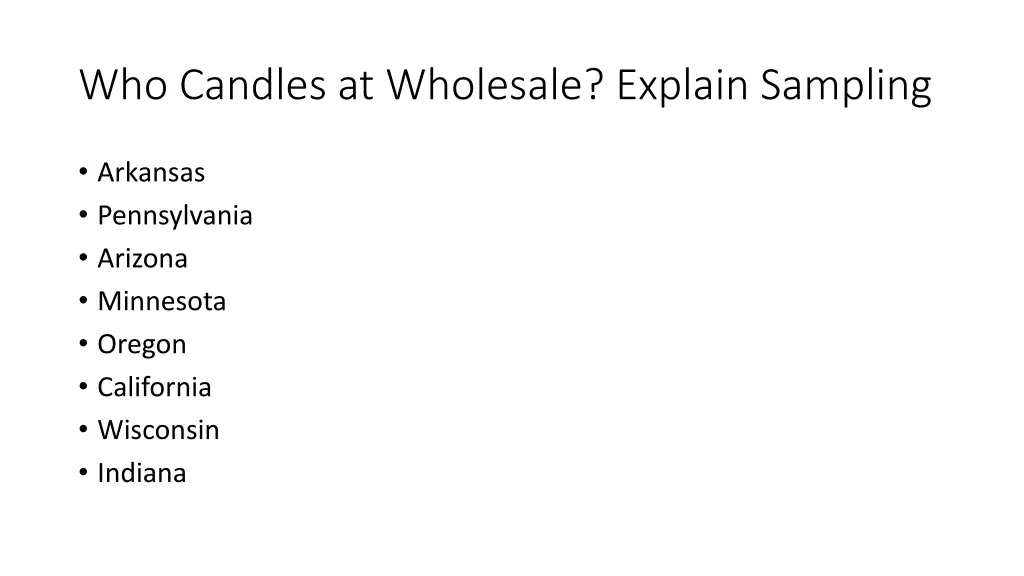 who candles at wholesale explain sampling