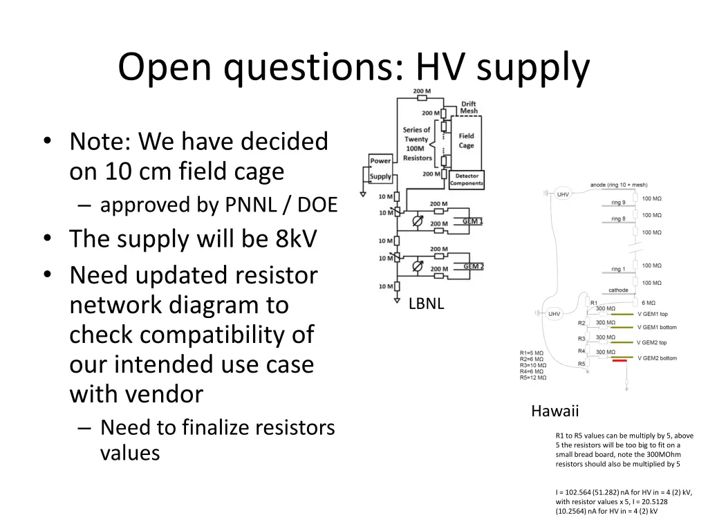 open questions hv supply