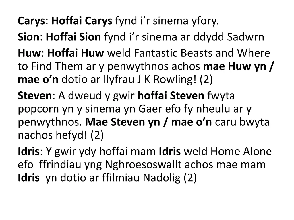 carys hoffai carys fynd i r sinema yfory sion