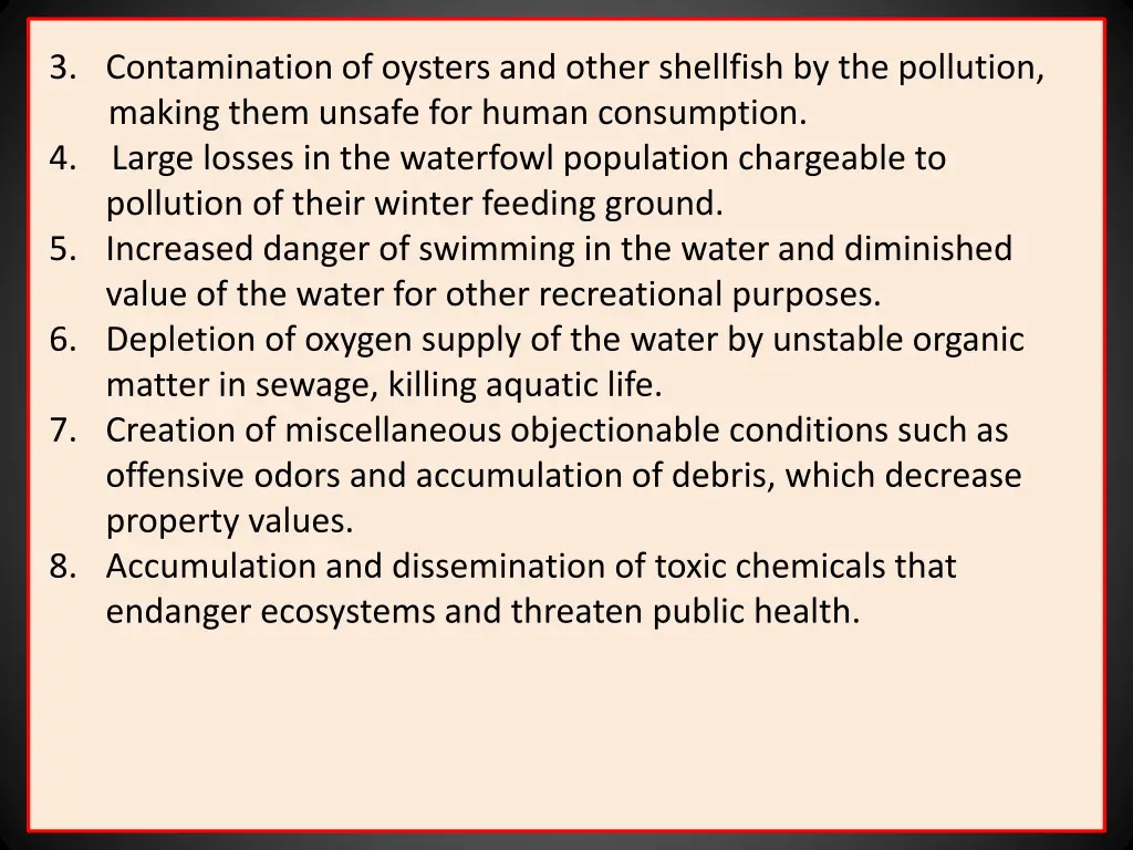 3 contamination of oysters and other shellfish